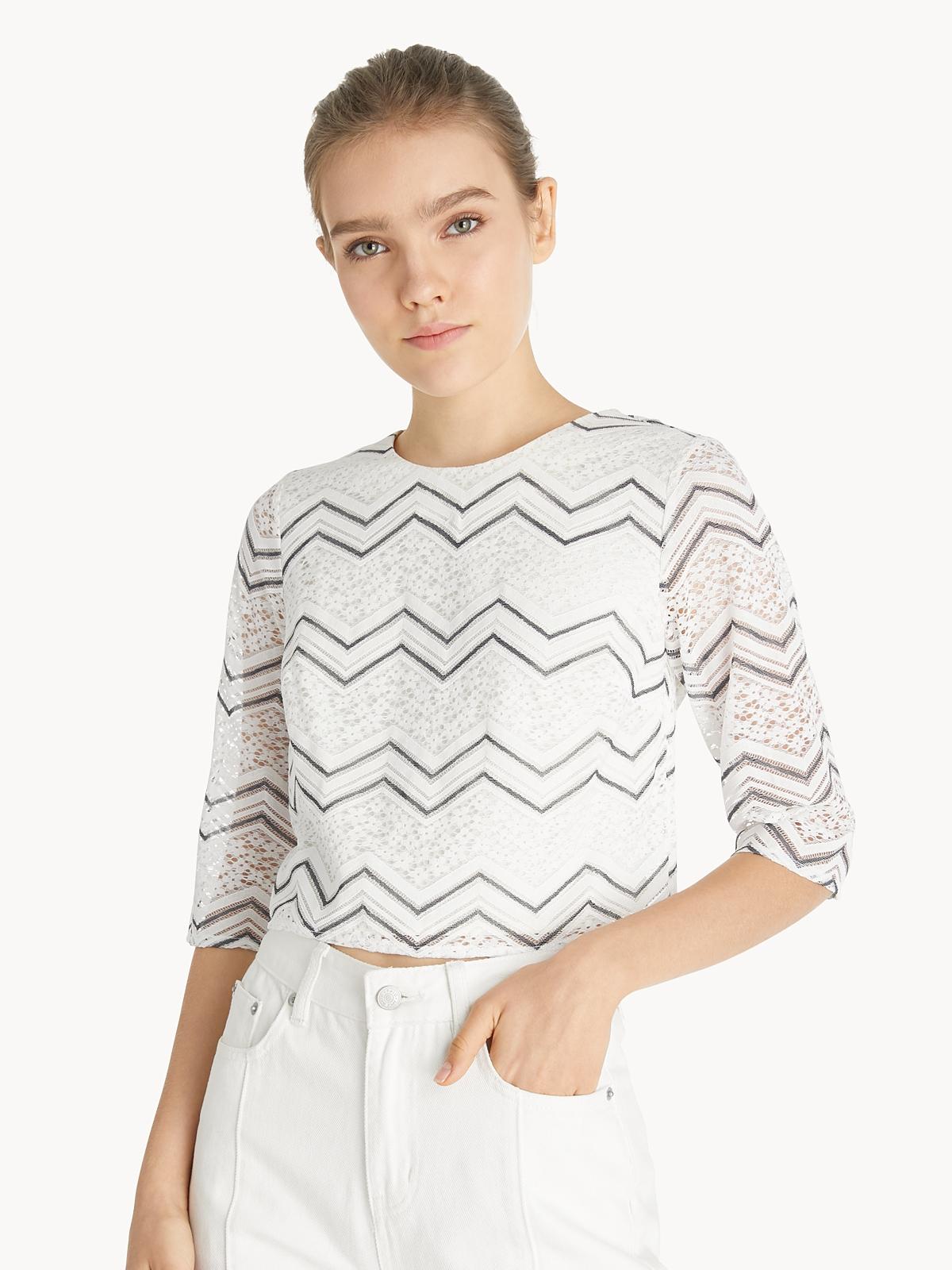 Zig Zag Striped Top - White