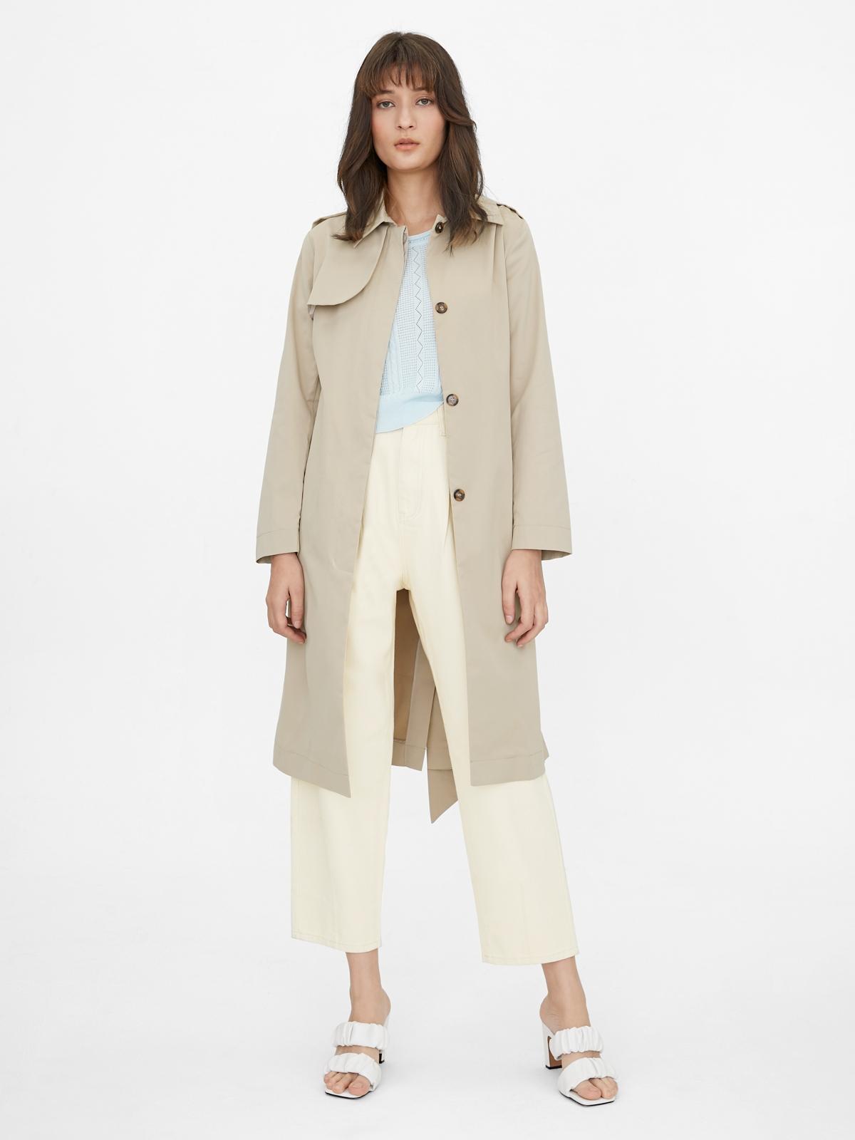 Tied Waist Trench Coat - Beige