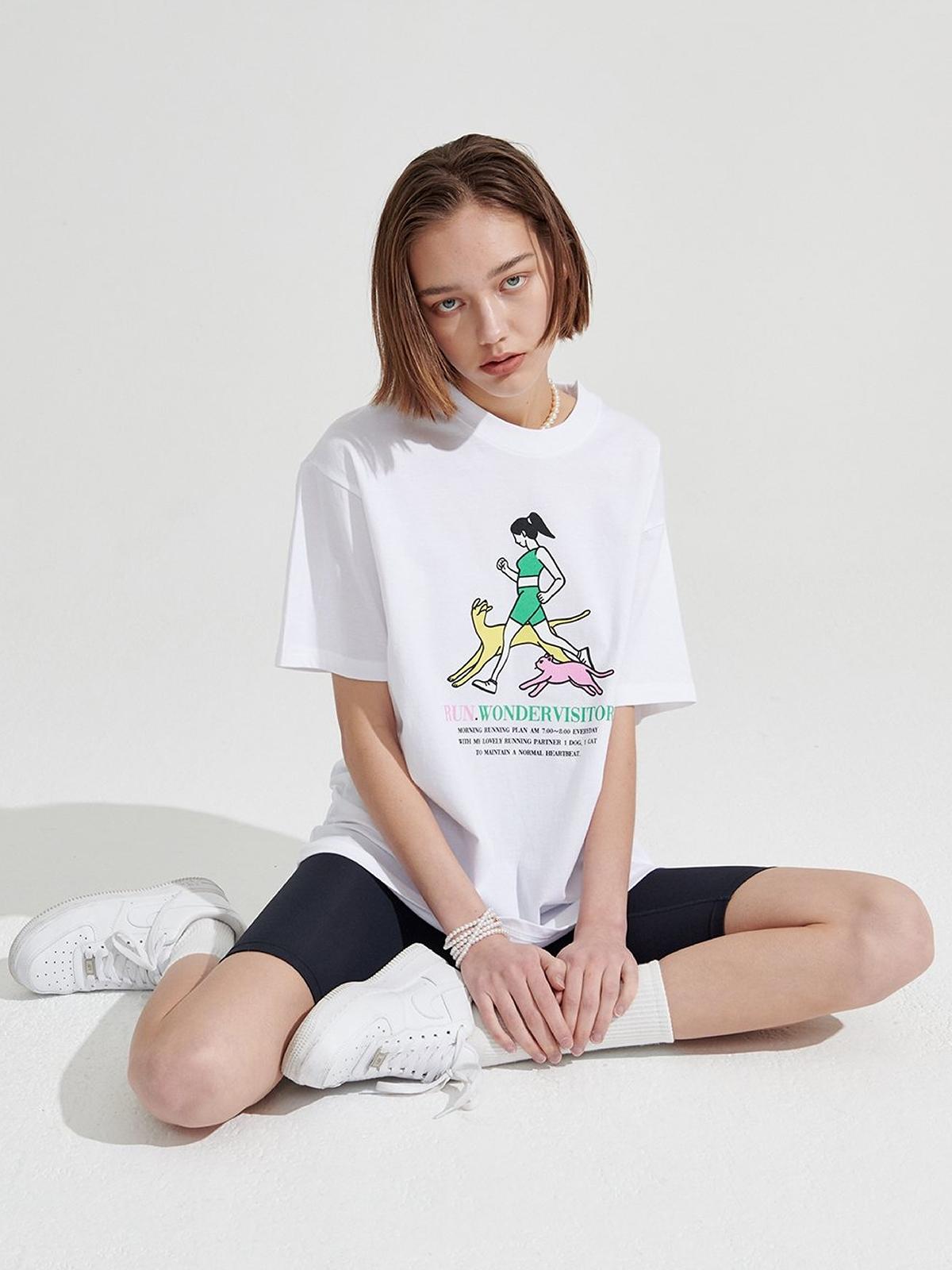Wonder Visitor x Run Overfit Tee - White
