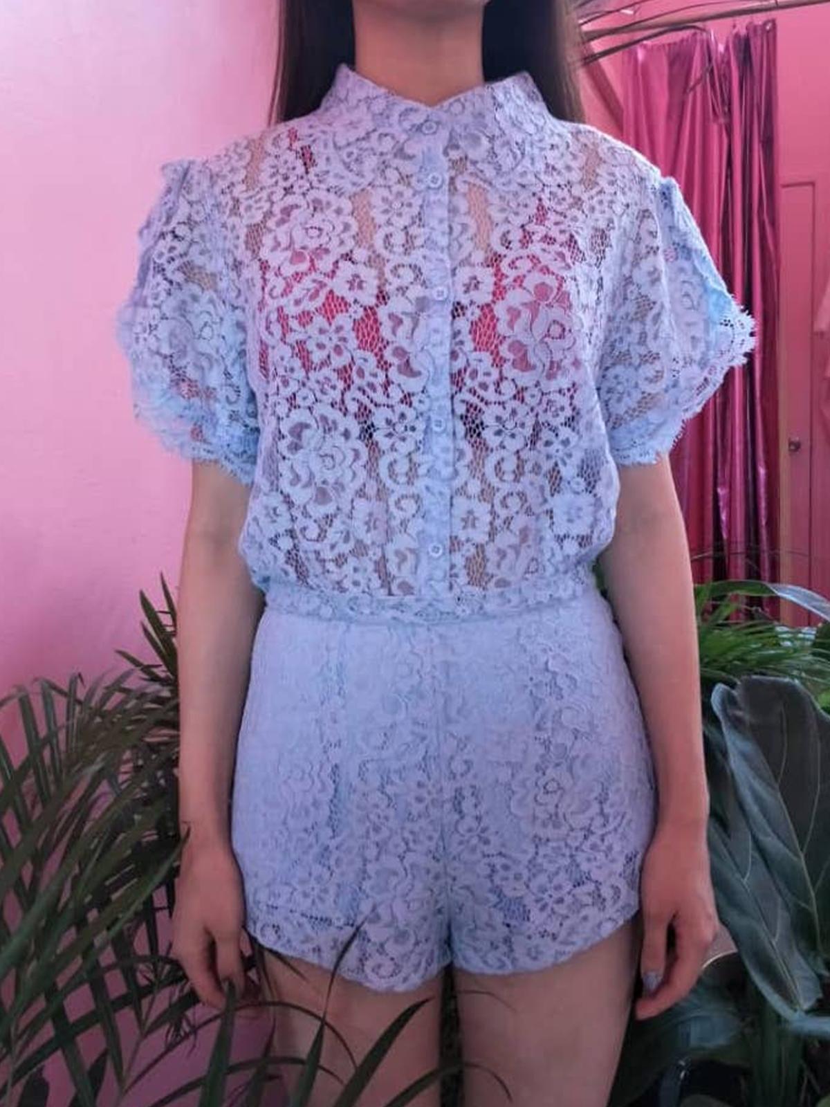 Lace Shorts - Blue