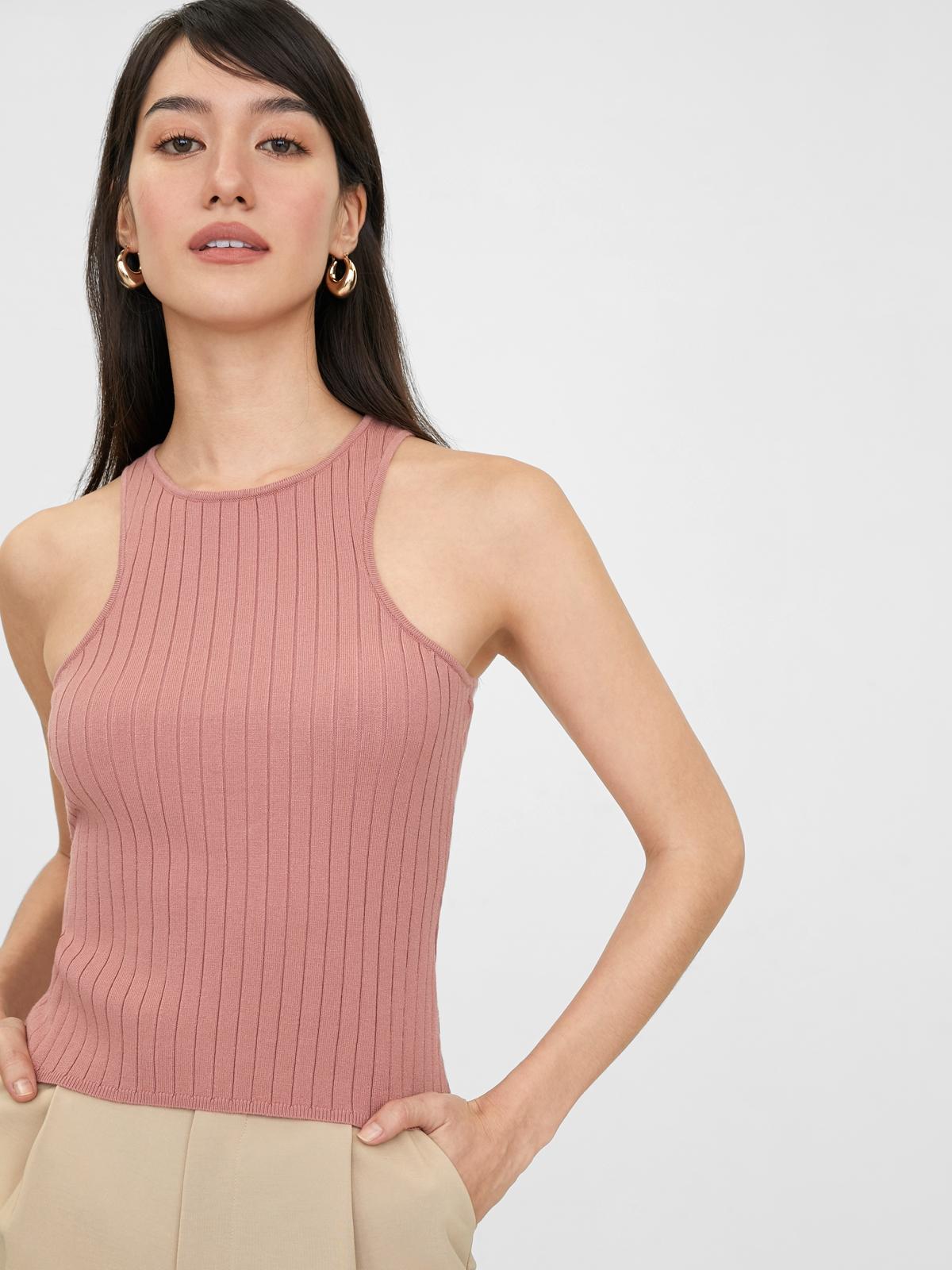 Halter Ribbed Top - Mauve