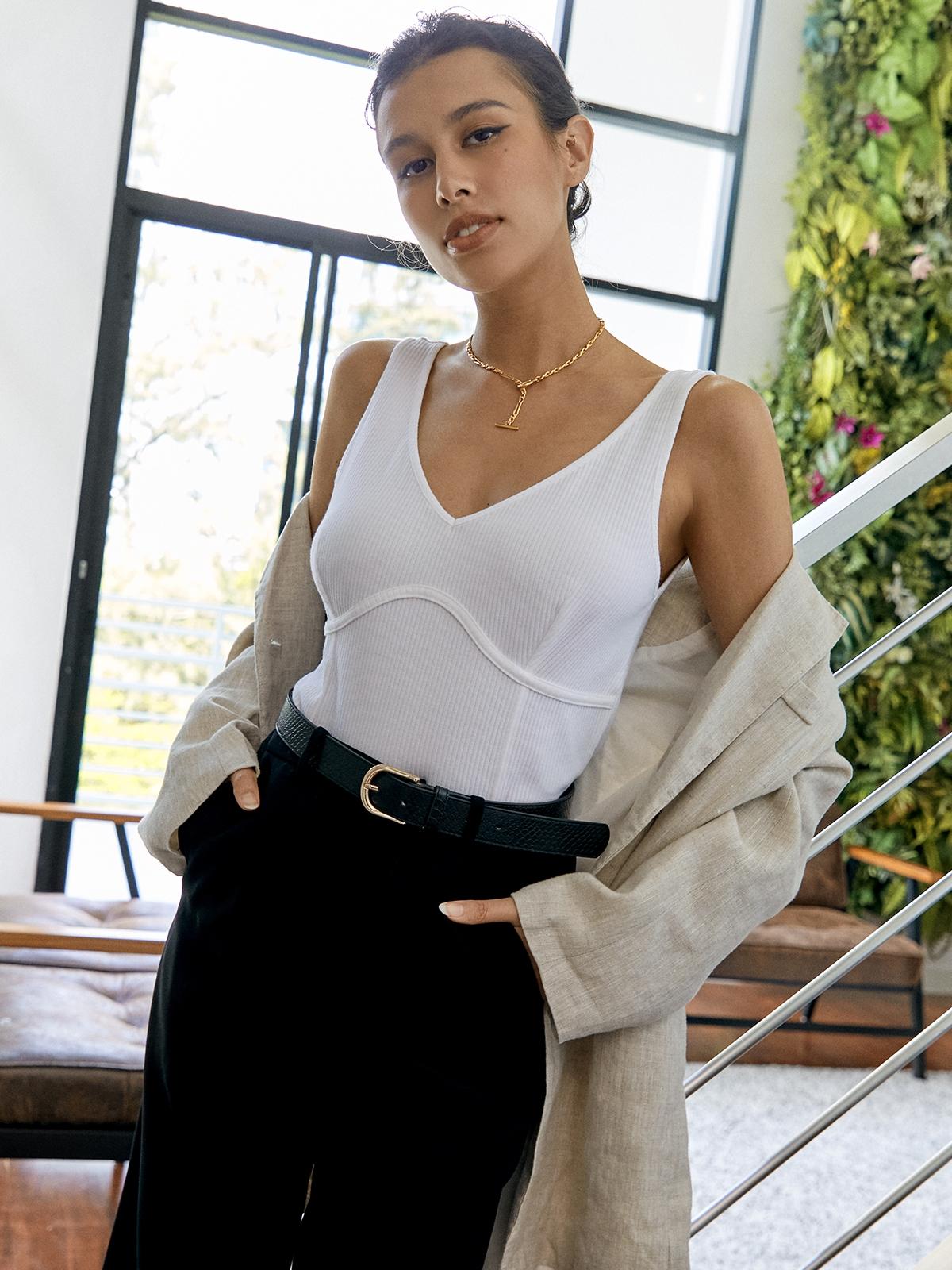 Filagen V Neck Tank Top - White