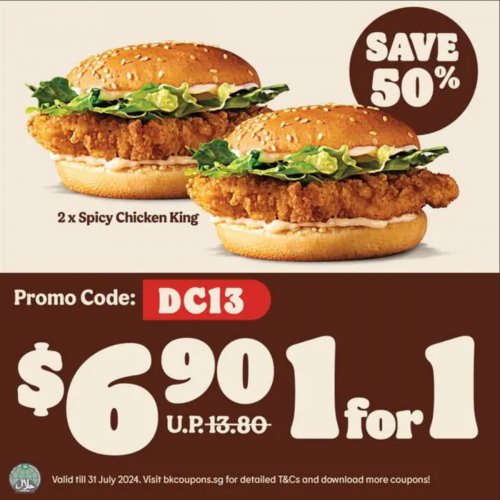 1-For-1 Spicy Chicken King for just $6.90