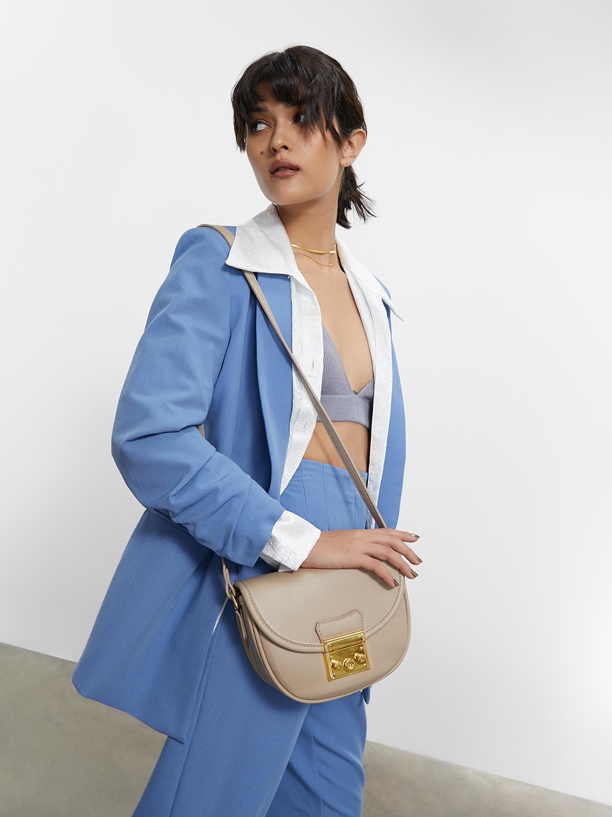 Flap Crossbody Bag - Beige