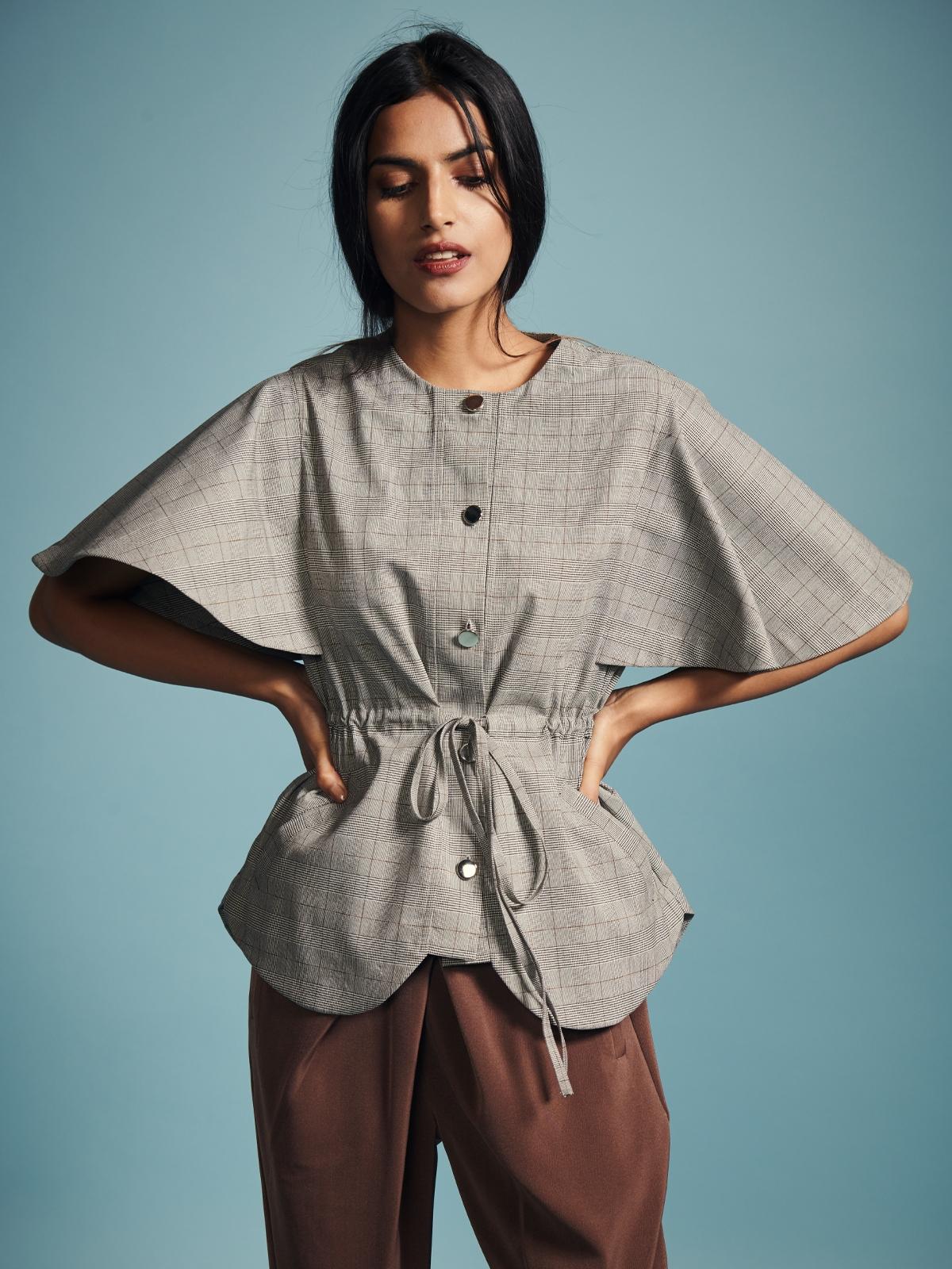 Cape Sleeve Top - Grey