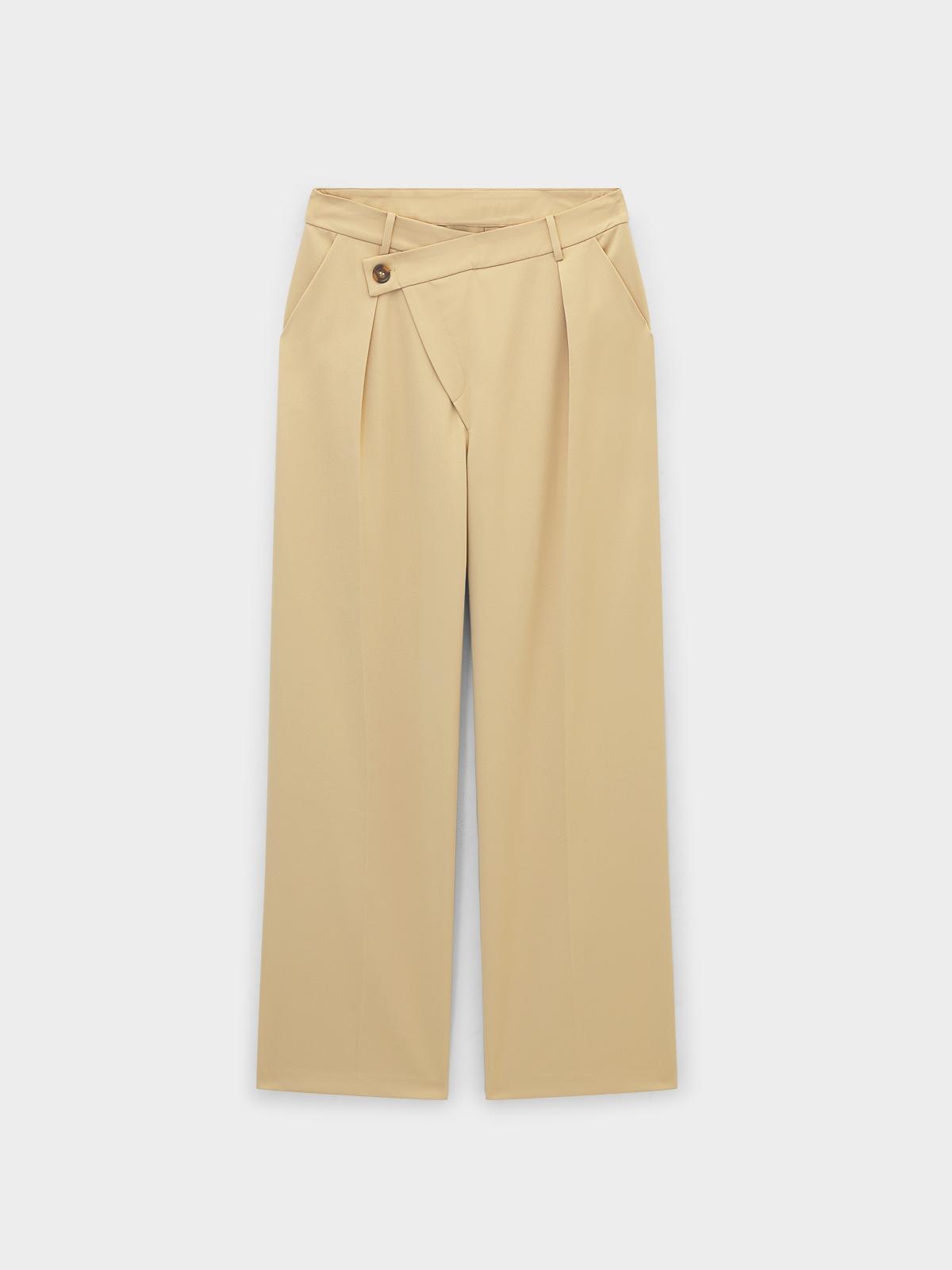 Side Asymmetrical Button Pants - Cream