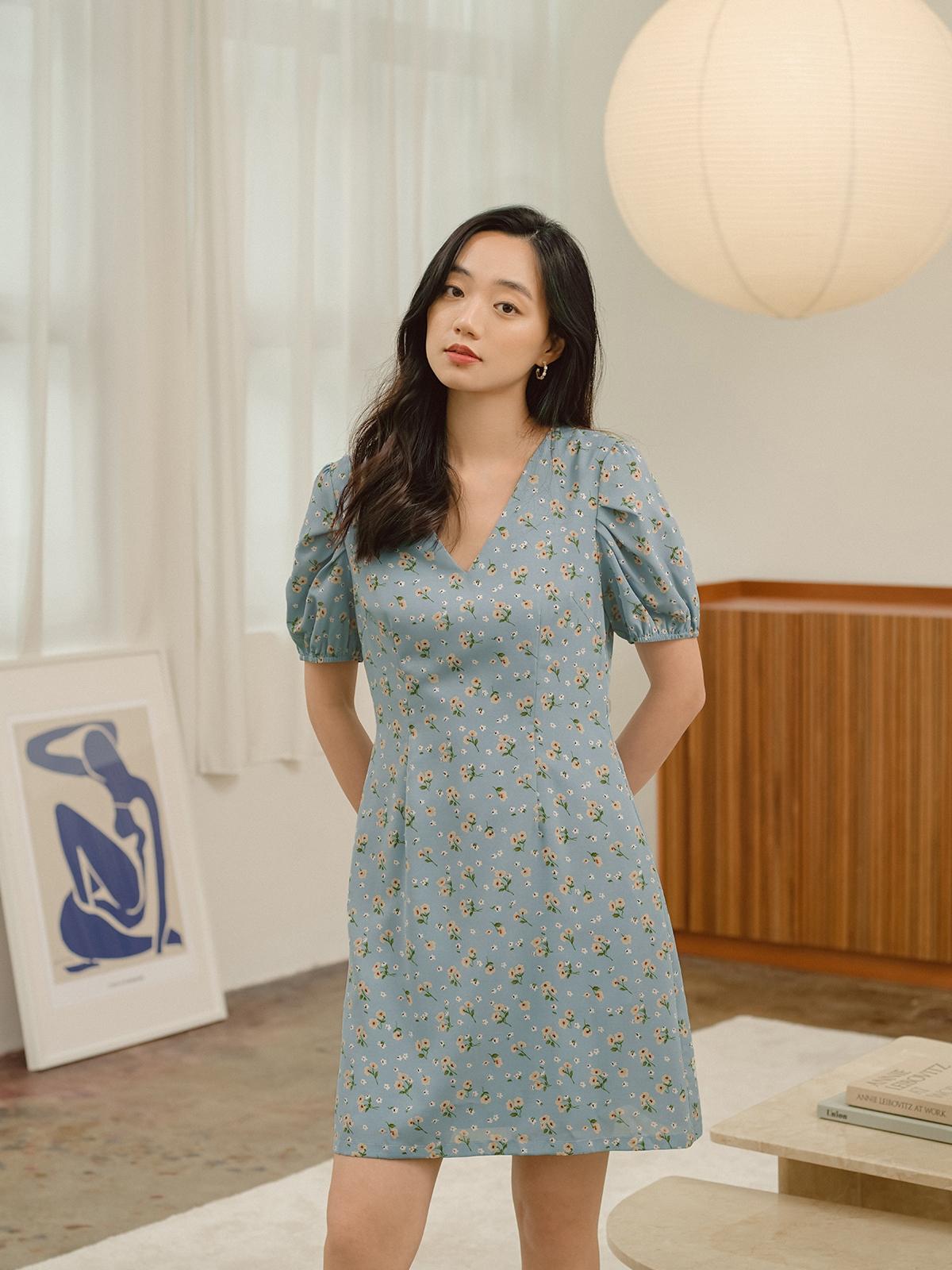 Sonia Floral Dress - Blue