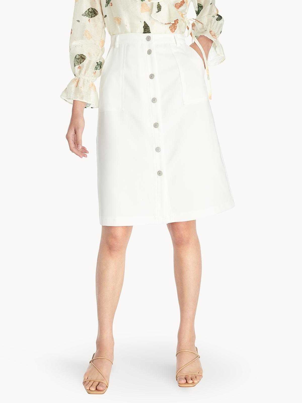 Midi Buttoned Skirt - White