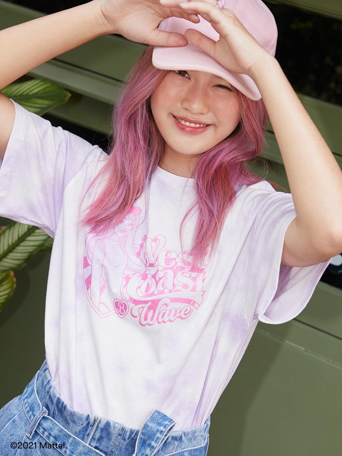 Barbie™ x Pomelo Tie-Dye West Coast Wave Graphic Tee - Purple