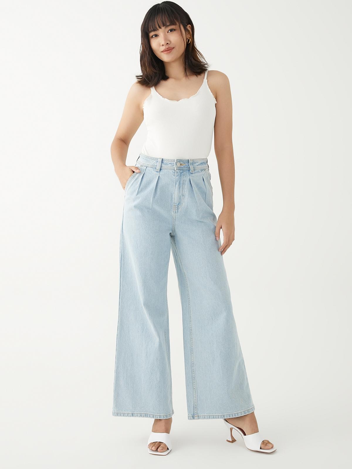 Sustainable Wide Leg Jeans - Light Blue