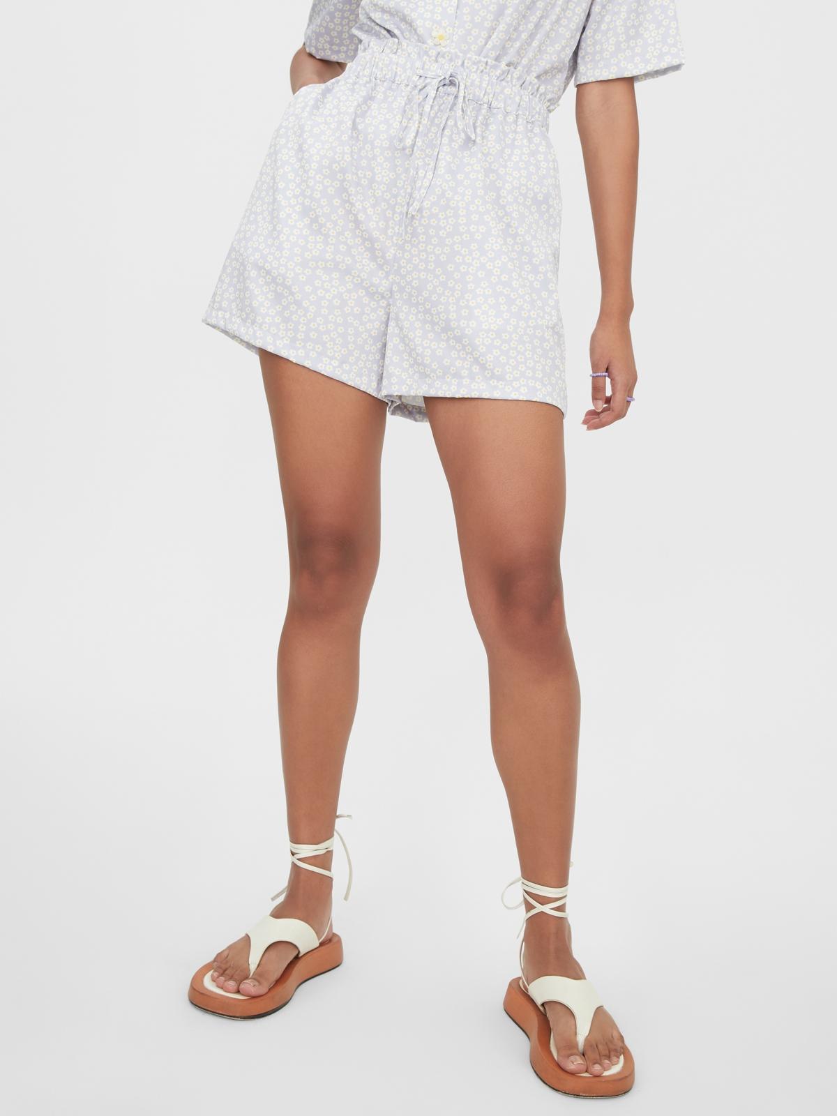Floral Drawstring Shorts - Lavender