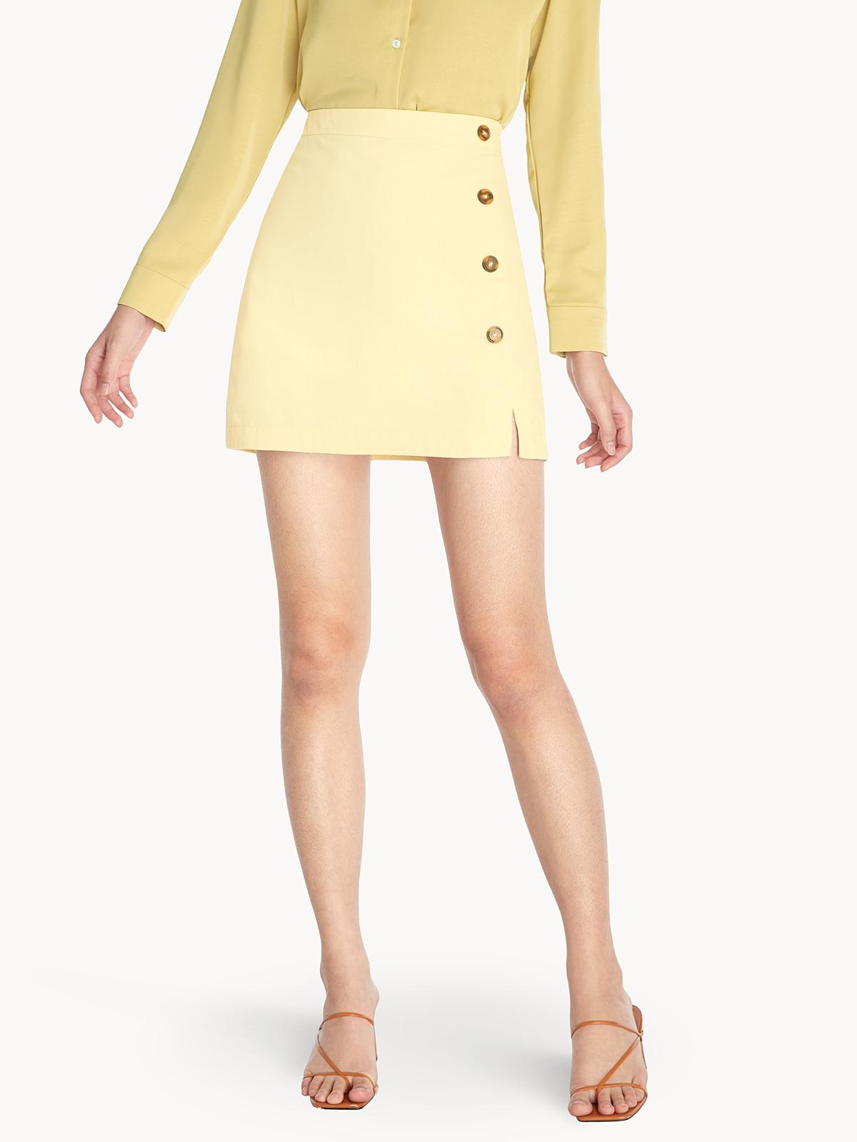 Mini Linen Buttoned Skirt - Cream