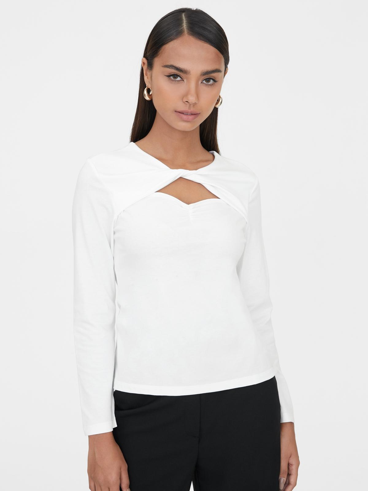 Sustainable Twisted Knot Cutout Top - White