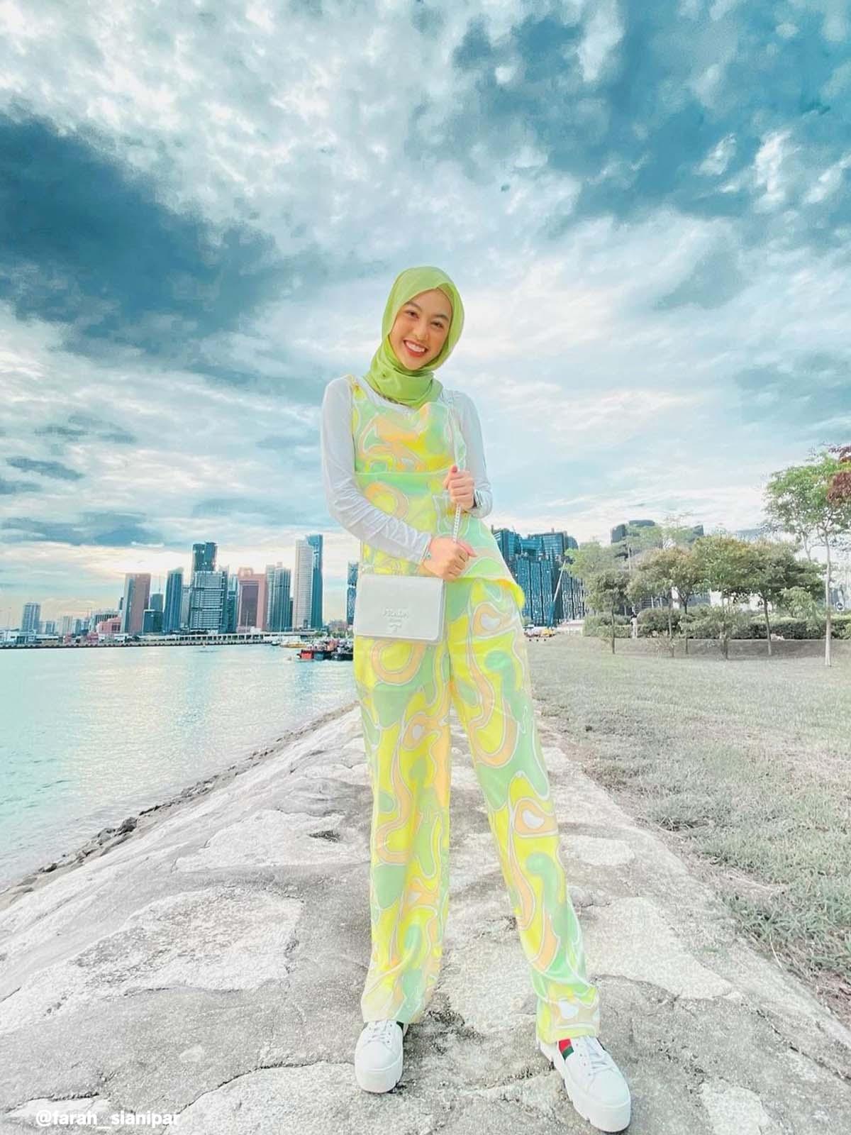 Wave Print Cowl Neck Cami - Green