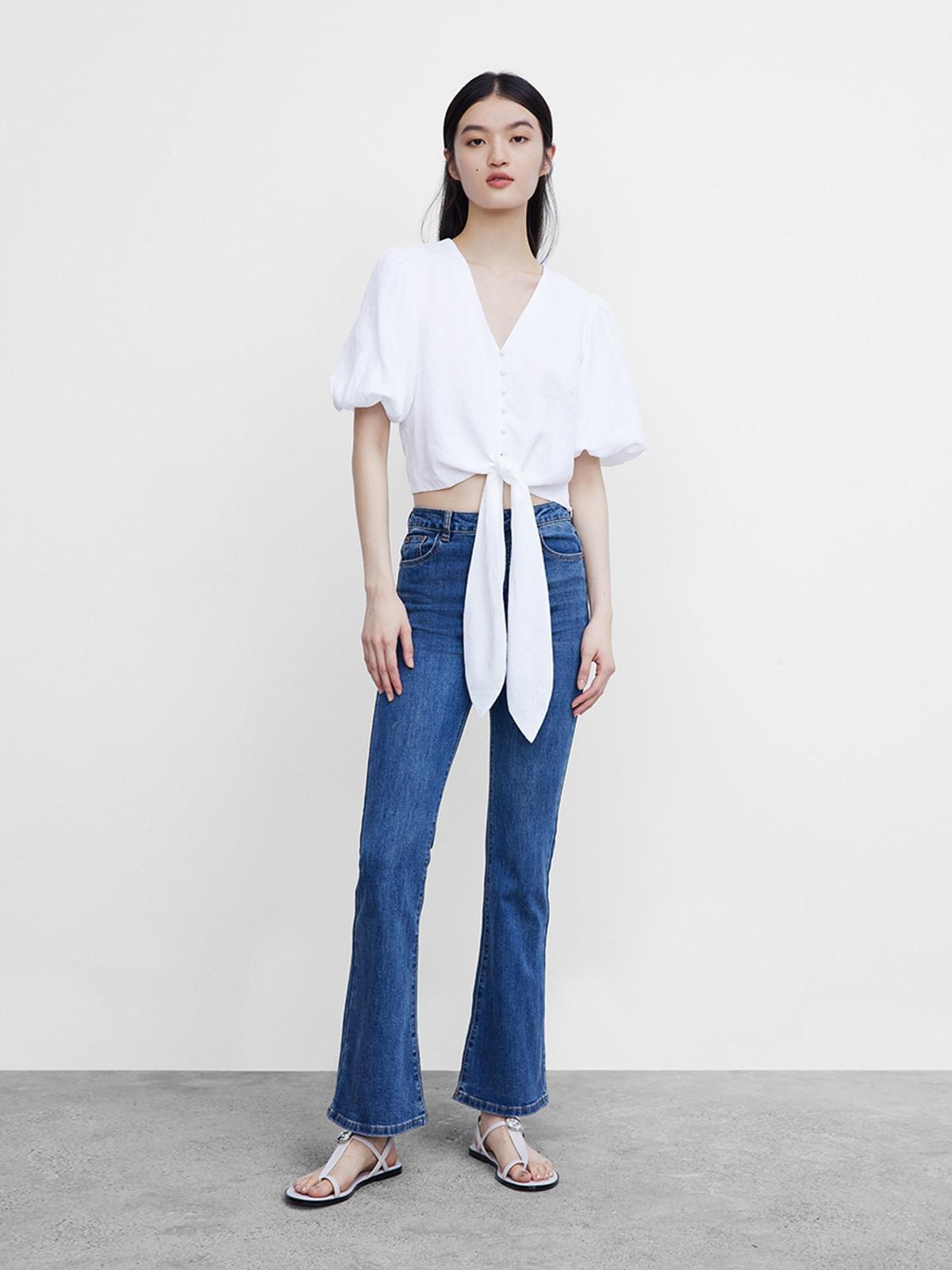 Tie Waisted Blouse - White