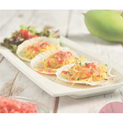 Thai-Japanese fusion |  Half-shell Scallops with Thai Mango Salad 