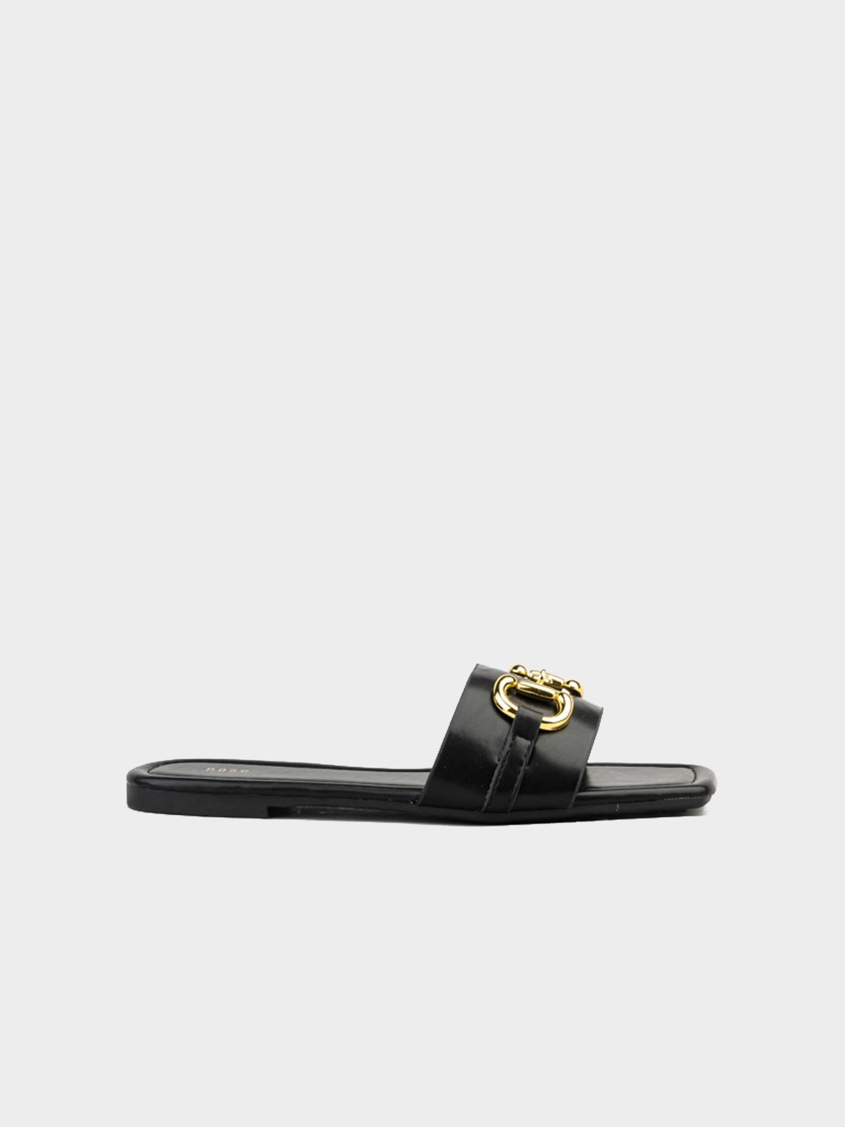 Buckled Flat Slides - Black