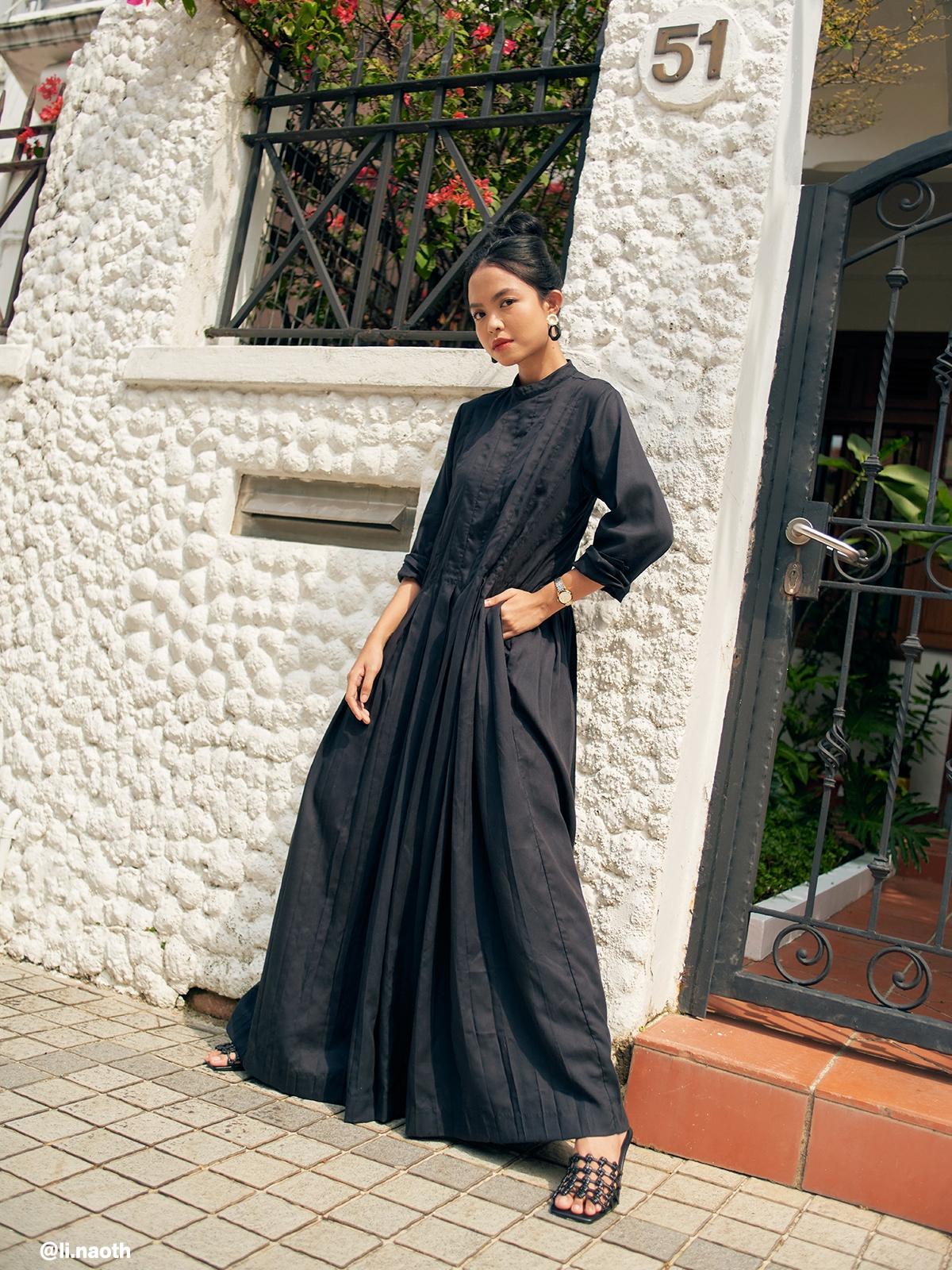Box Pleat Jumpsuit - Black
