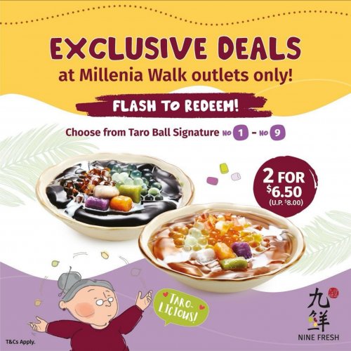 Enjoy any 2 of our Taro Ball Signatures (No 1 - 9) desserts at just $6.50 only