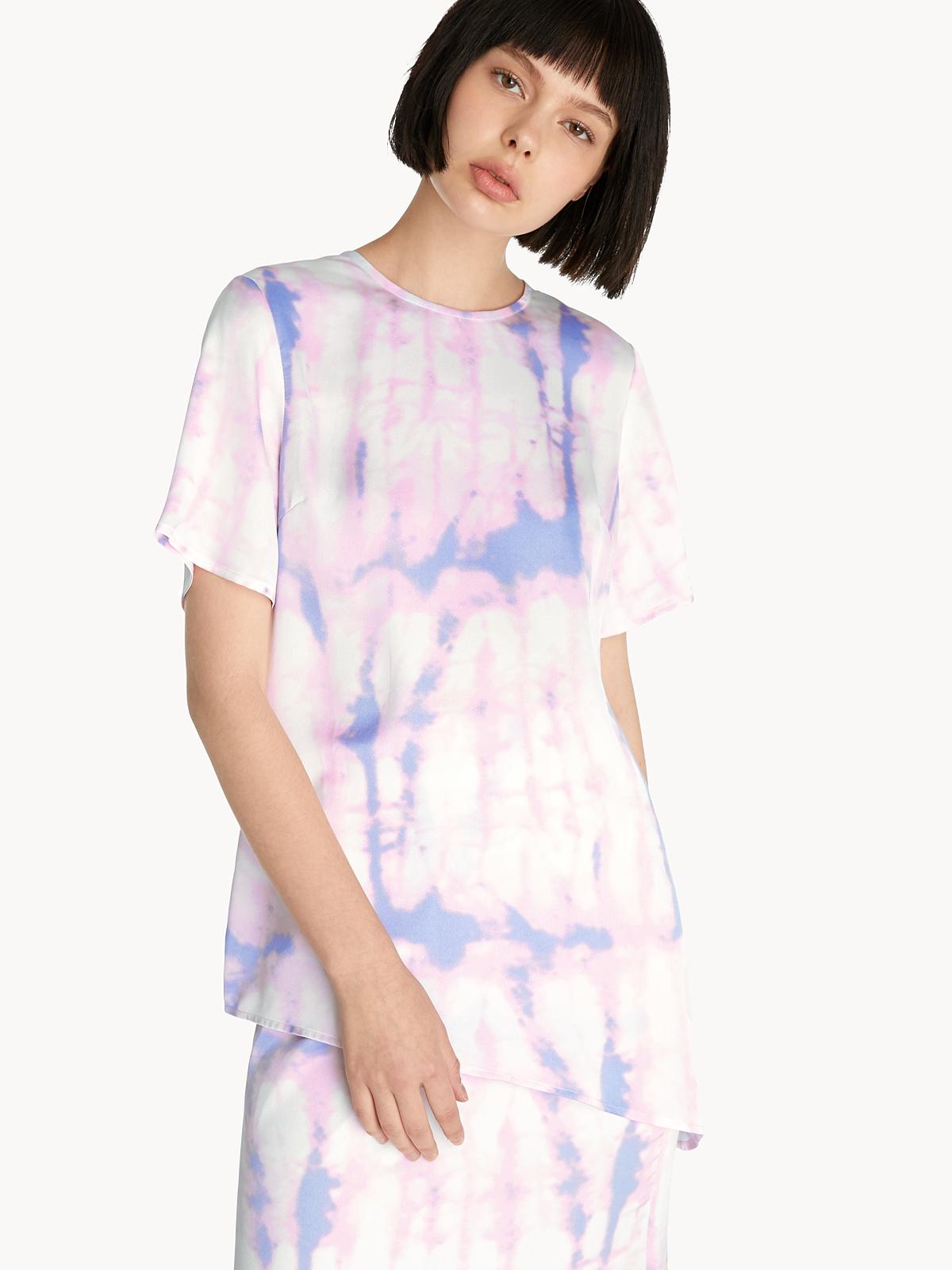 Asymmetric Tie Dye Top - Pink