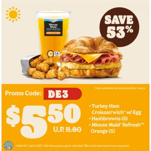 Get 53% off on a hearty Turkey Ham Croissan’wich® combo!