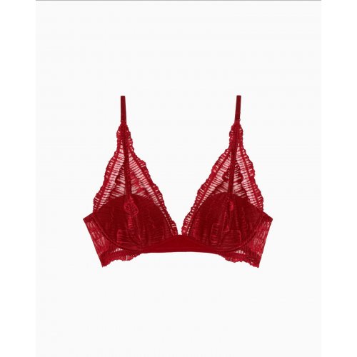  CK Black Linear Lace Lightly Lined Triangle Bra