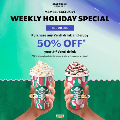 50% off 2nd Venti Christmas drink