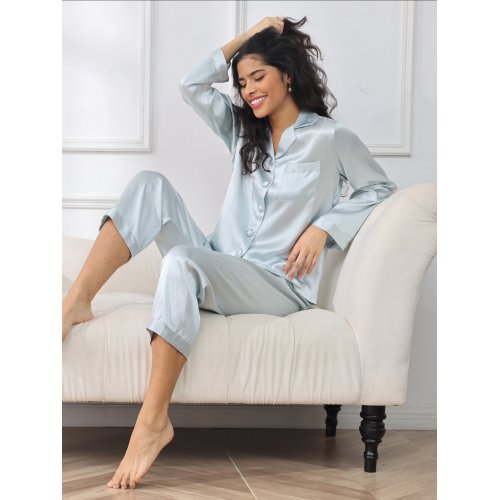  Pure Silk Button Up Women's Pajamas