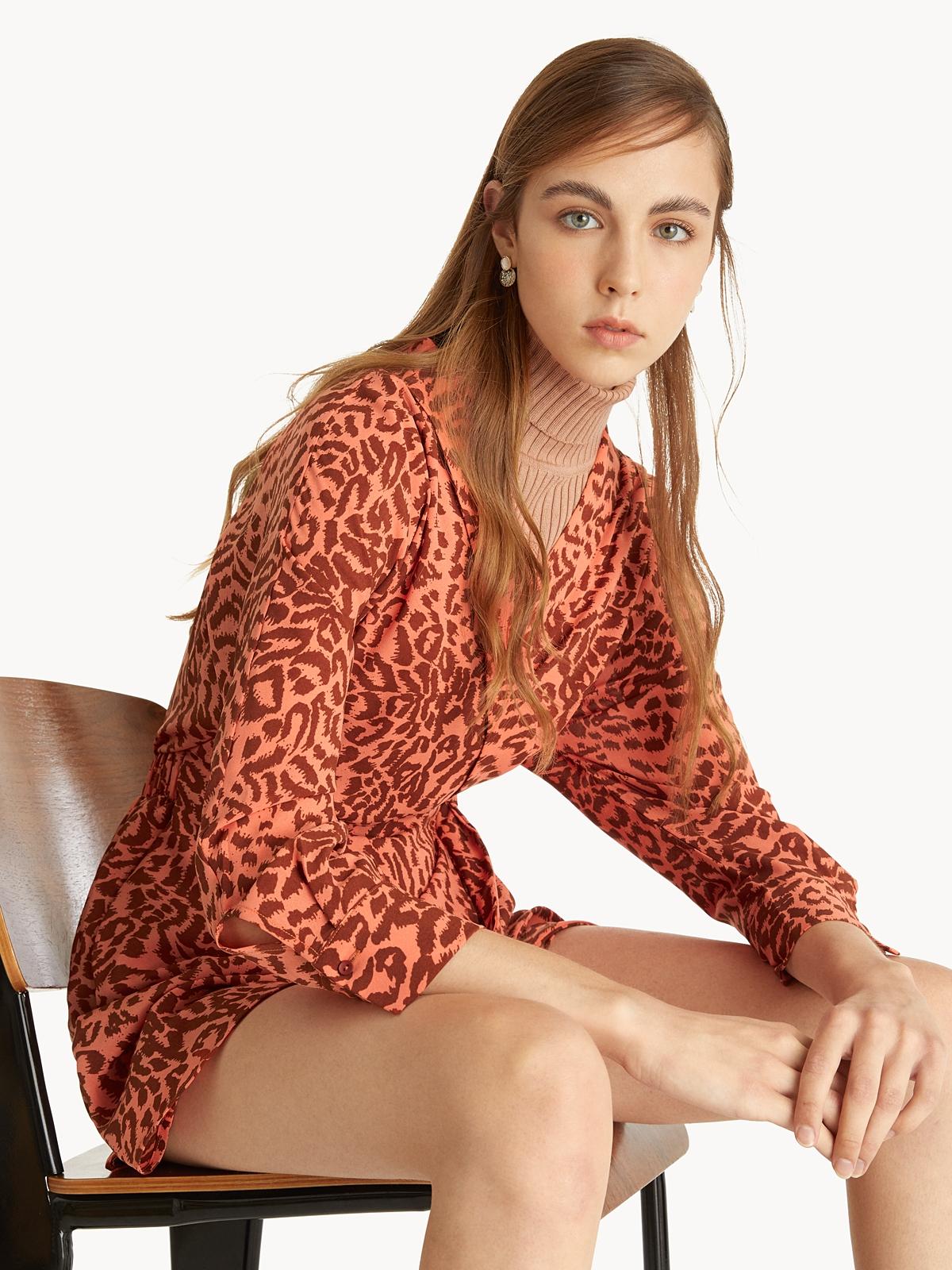 Side Tie Long Sleeve Romper -  Orange