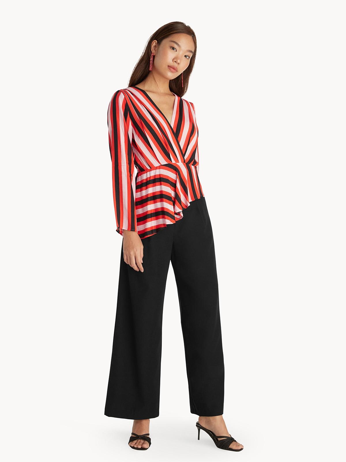 Asymmetric Surplice Blouse - Red