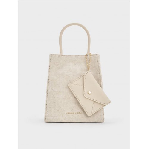  Matina Linen Elongated Tote Bag - Beige 