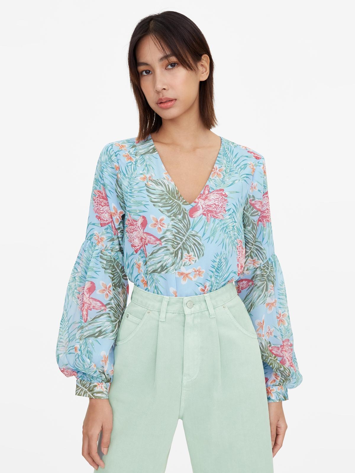 Hawaiian Print Bodysuit - Blue