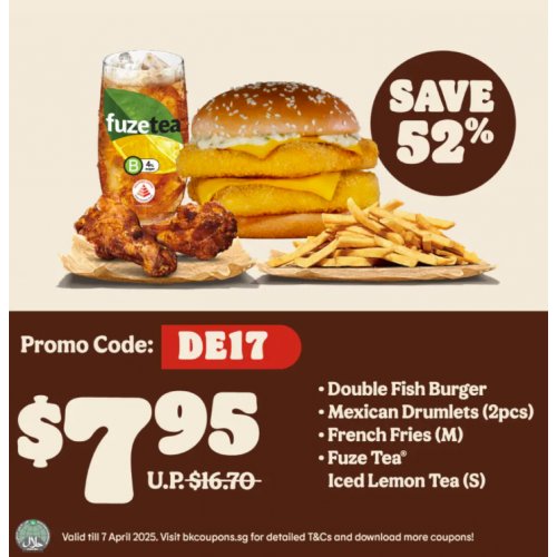 Save 52% on the Double Fish Burger meal!