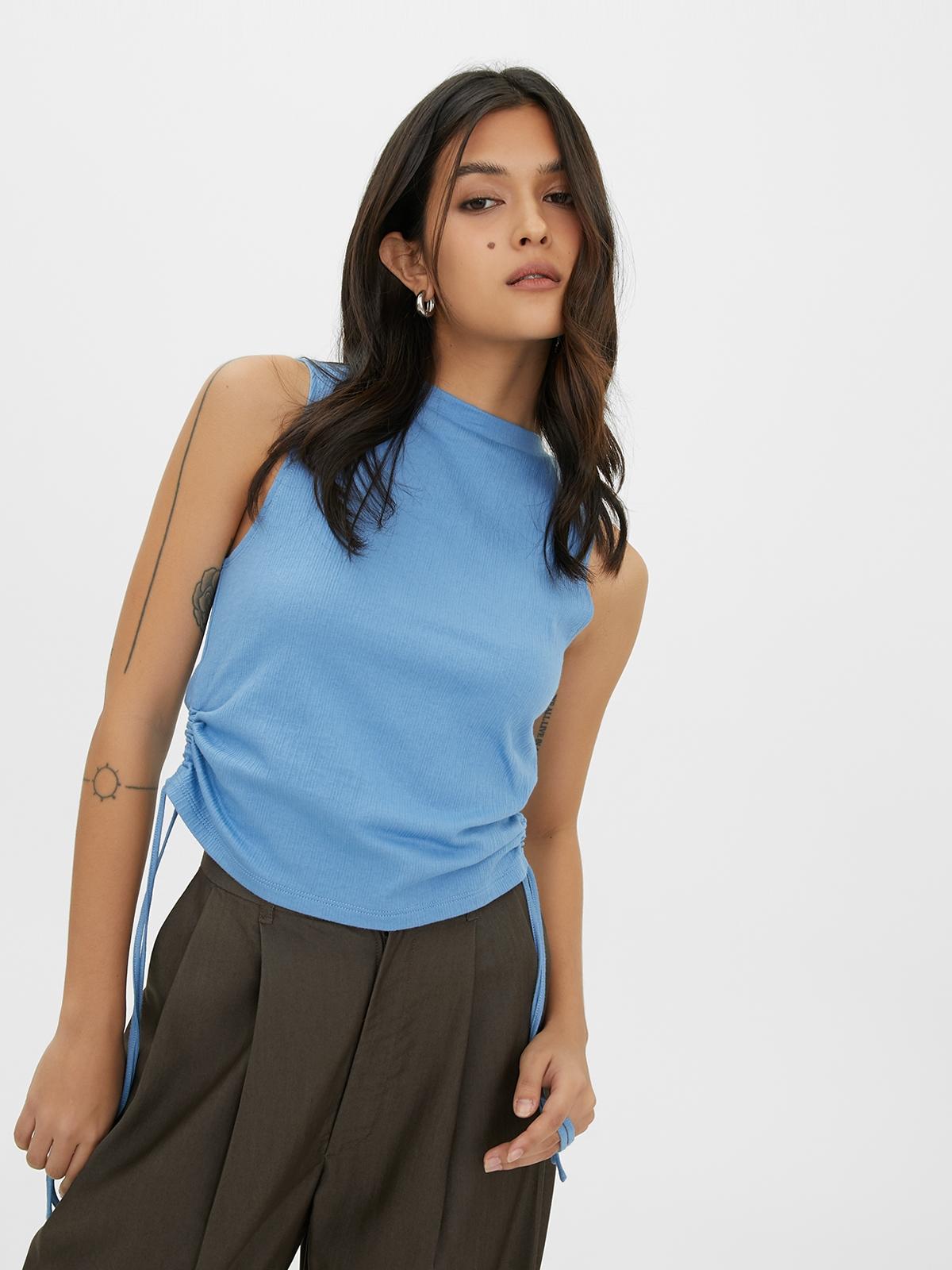 Sustainable Sleeveless Ruched Top - Blue