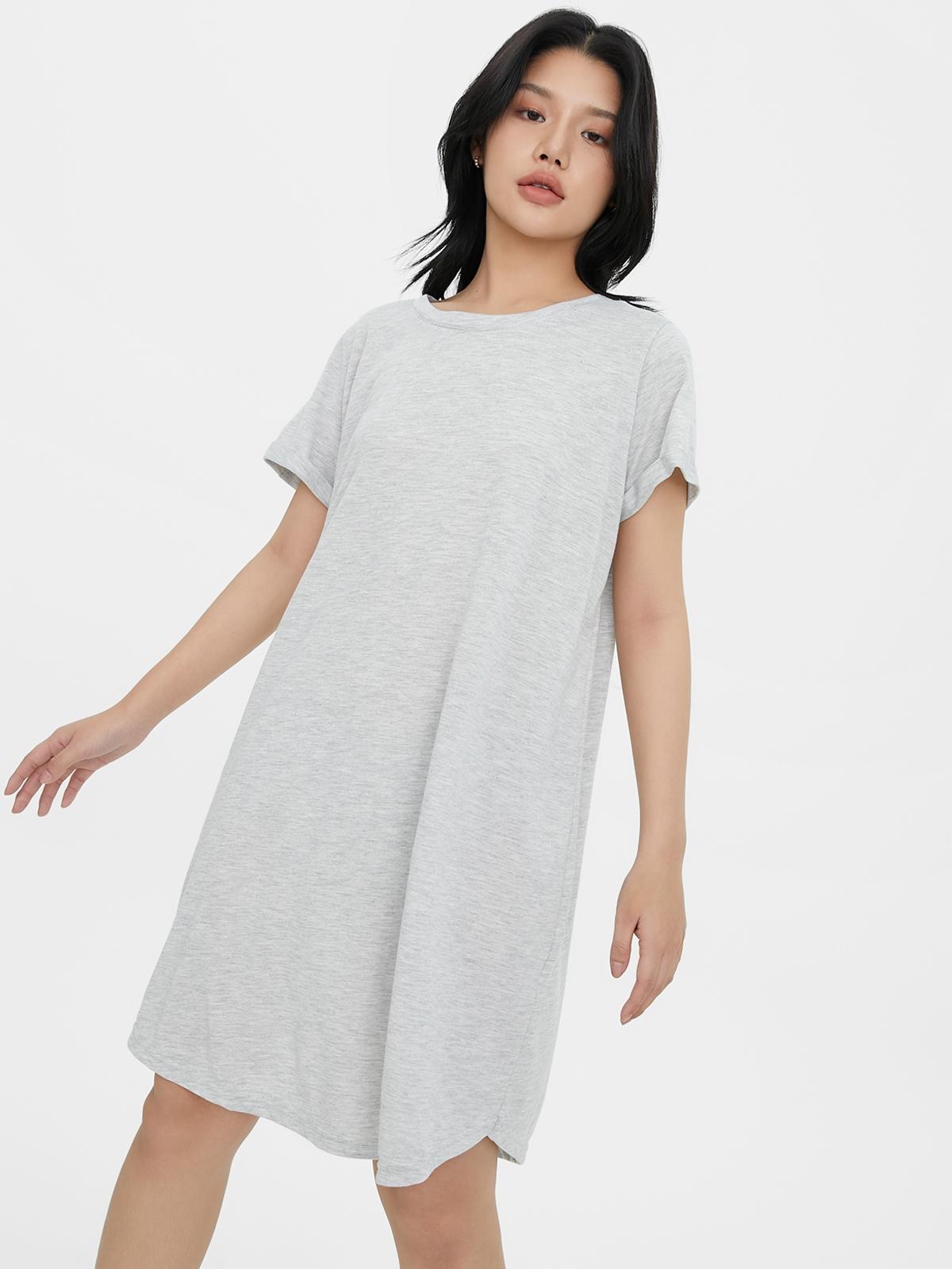 Tina T-Shirt Dress - Light Grey Marle