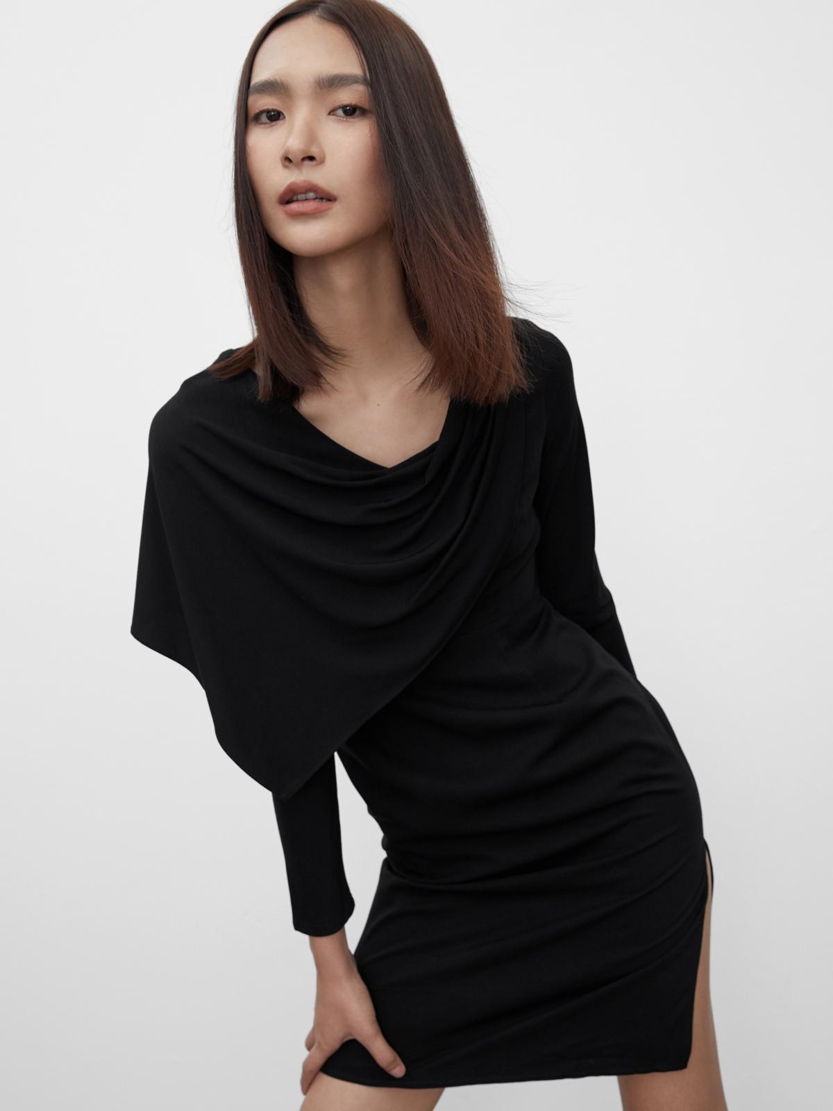 Sustainable Draped Effect Dress - Black