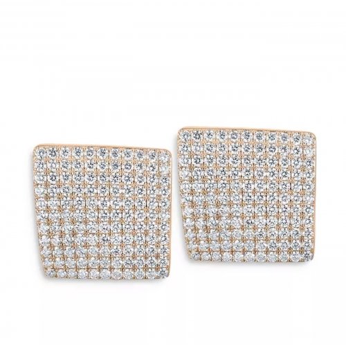 Roberto Coin 18K White & Rose Gold Sauvage Diamond Pavé Square Statement Earrings