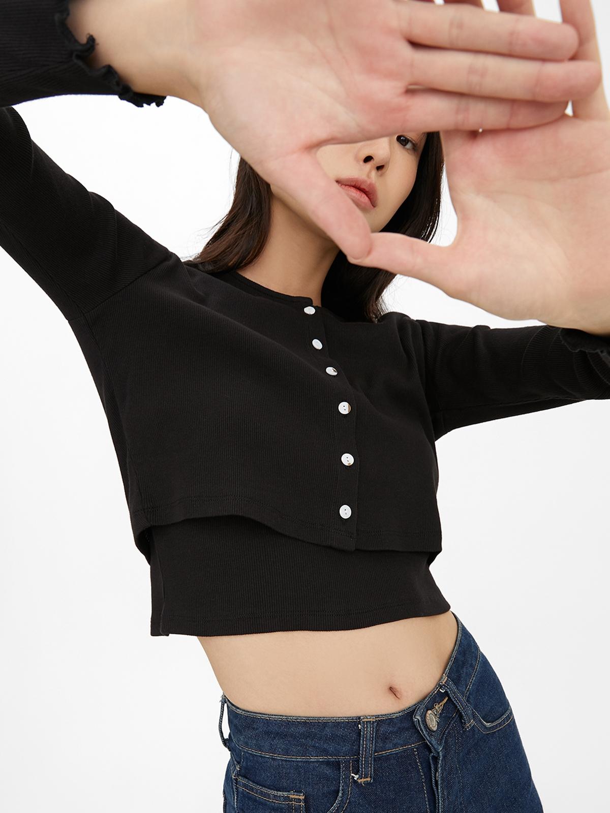 Sustainable Cropped Cardigan - Black