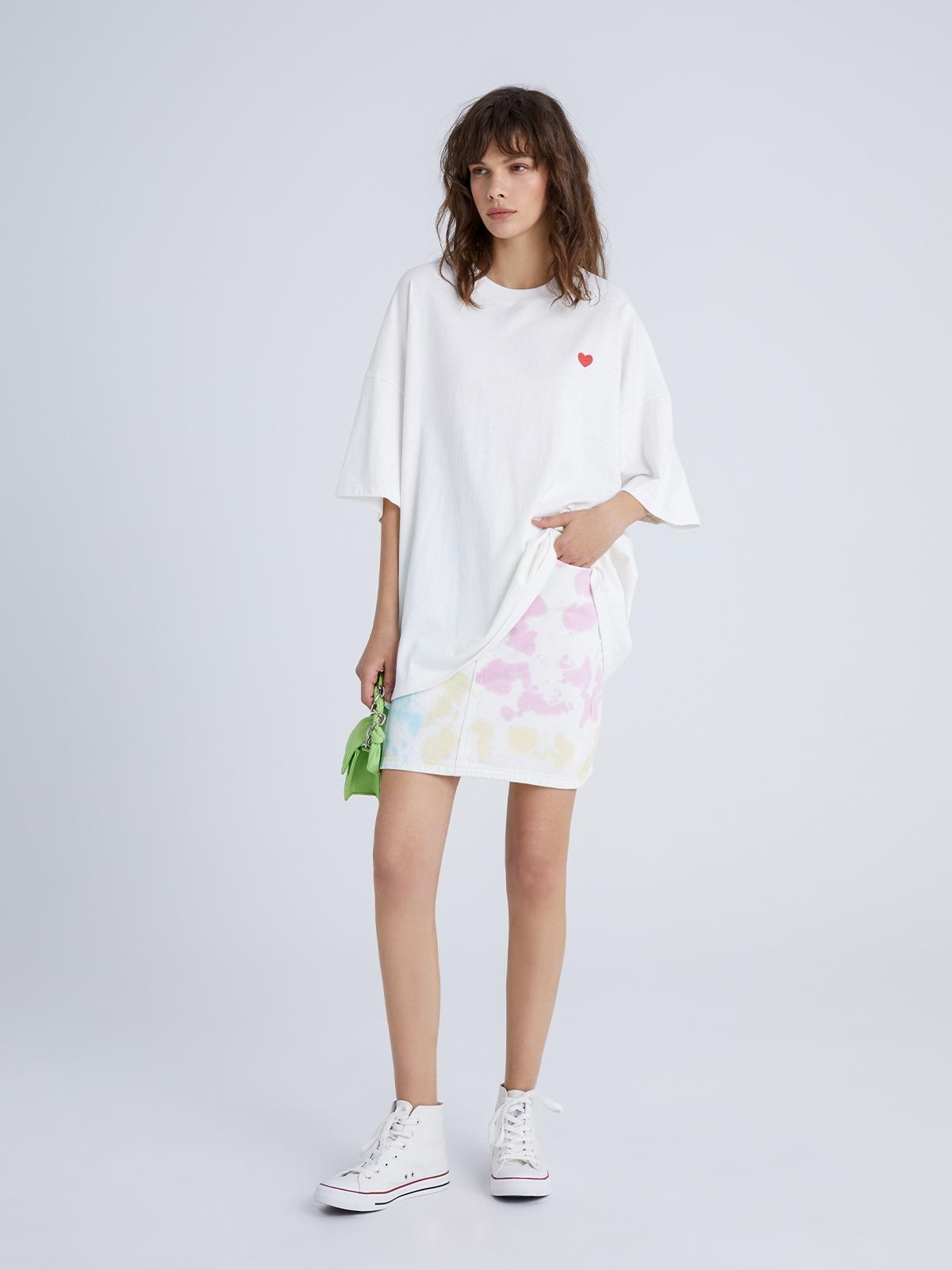 Tie Dye Denim Skirt - Cold Pink