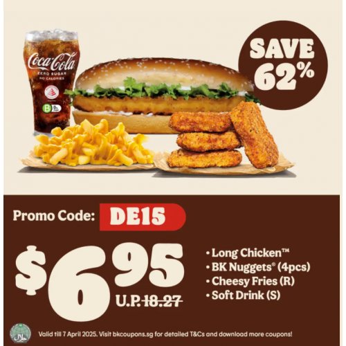 Feast on the Long Chicken combo at $6.95