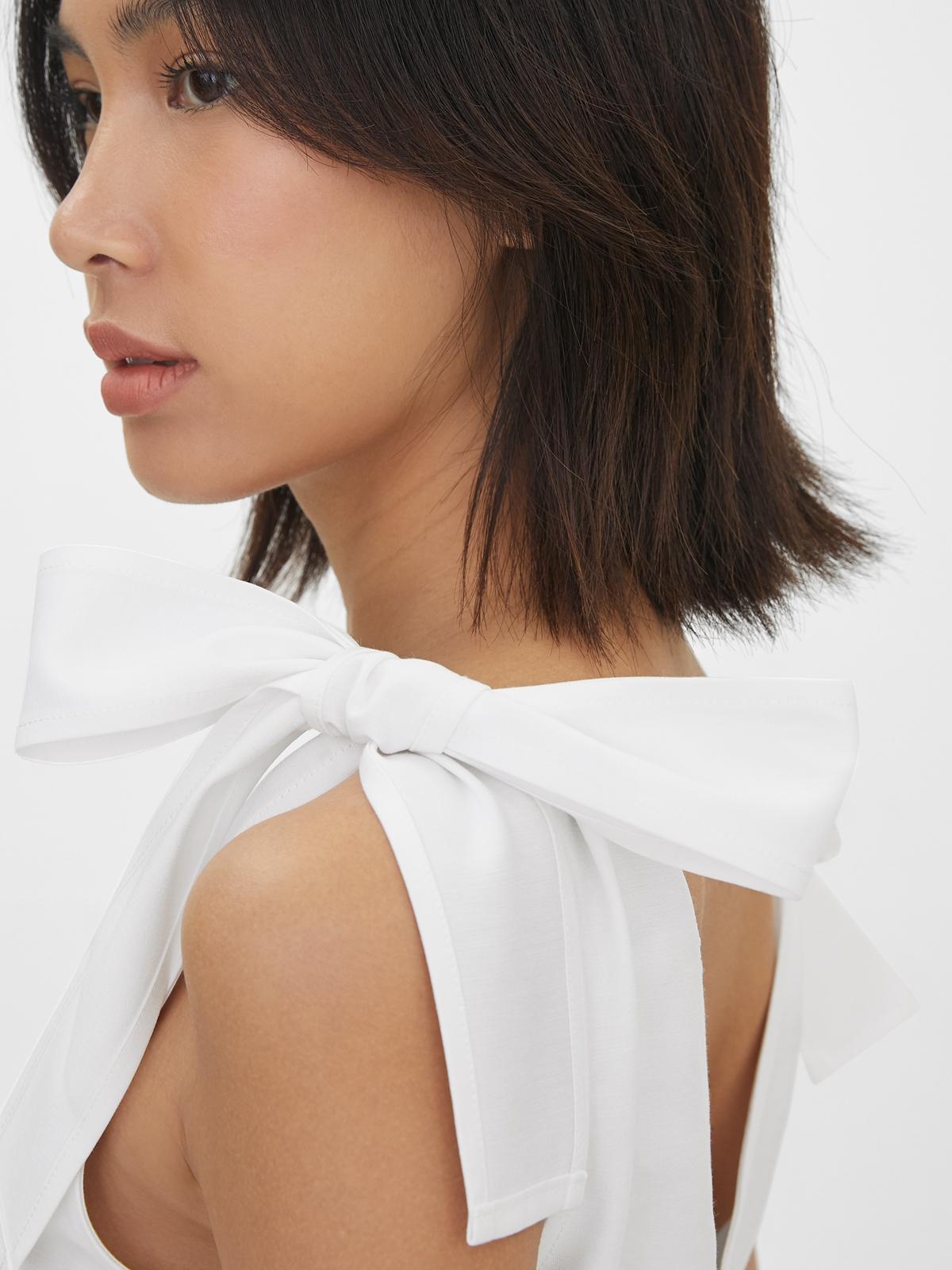 V Neck Tie Shoulder Top - White