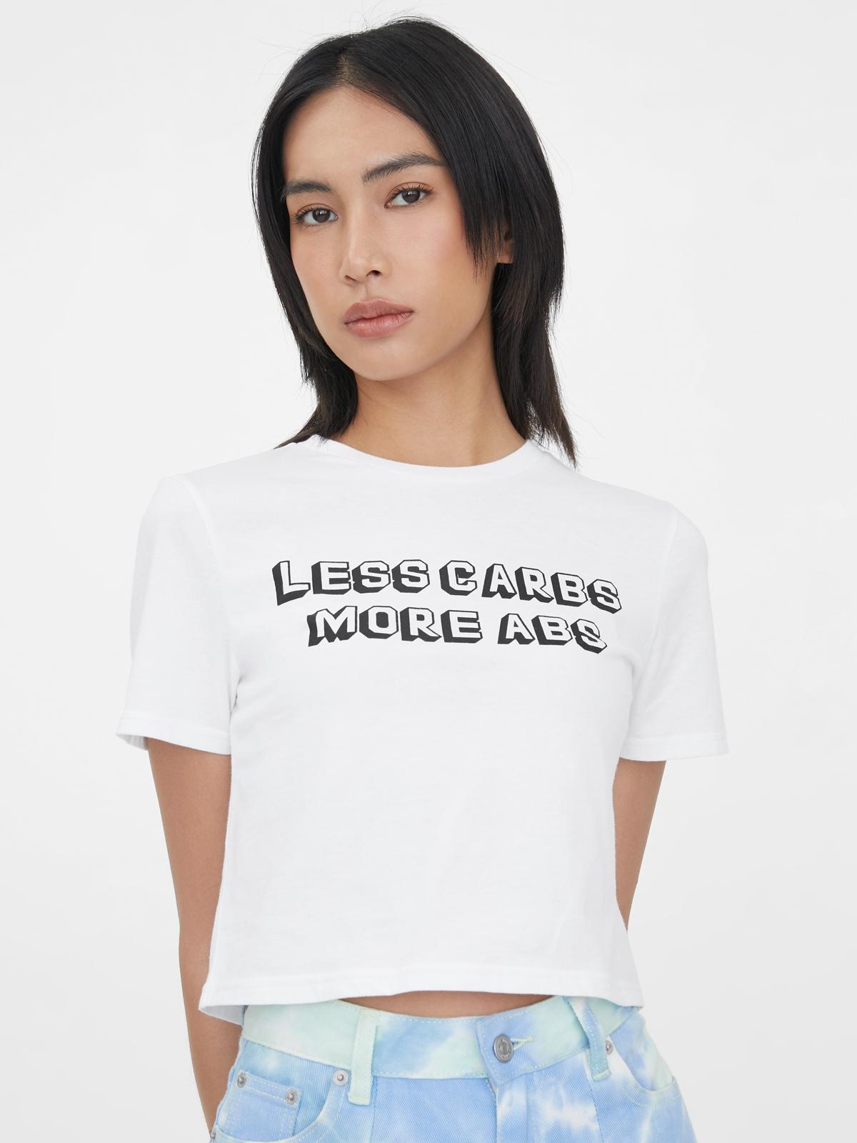 Sustainable Cotton Less Carbs More Abs Graphic Tee - White