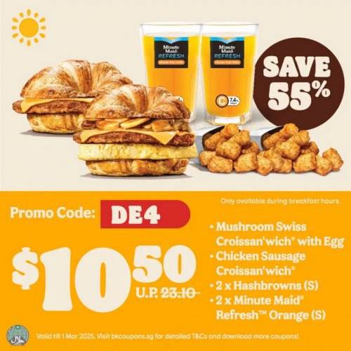 Save 55% on the ultimate Croissan’wich® breakfast deal!