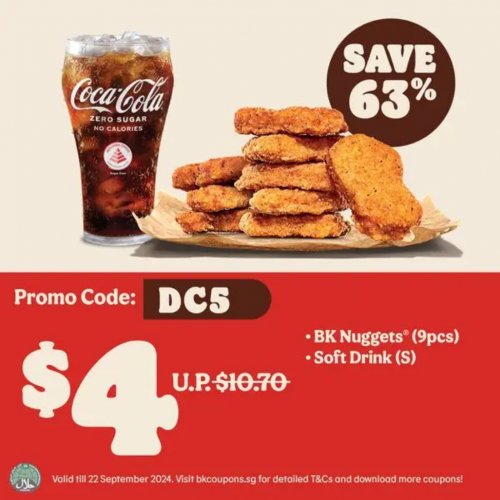 BK Nuggets® (9 pcs) + Coke Zero (S) for only $4