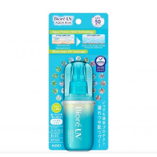 BIORE UV Aqua Rich Aqua Protect Mist SPF50 PA++++ Sunscreen (Suitable for Face & Body + Strong water resistance) 60ml
