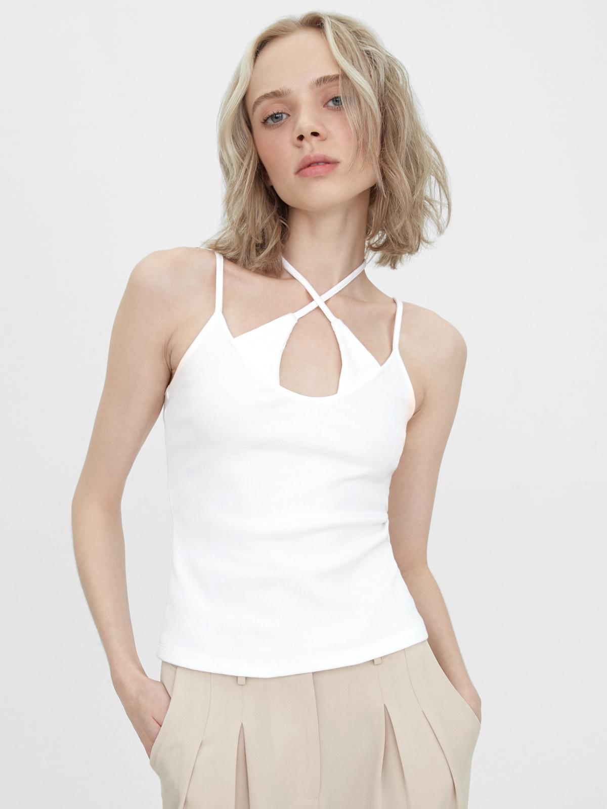 Sustainable Halter Tie Back Cami - White