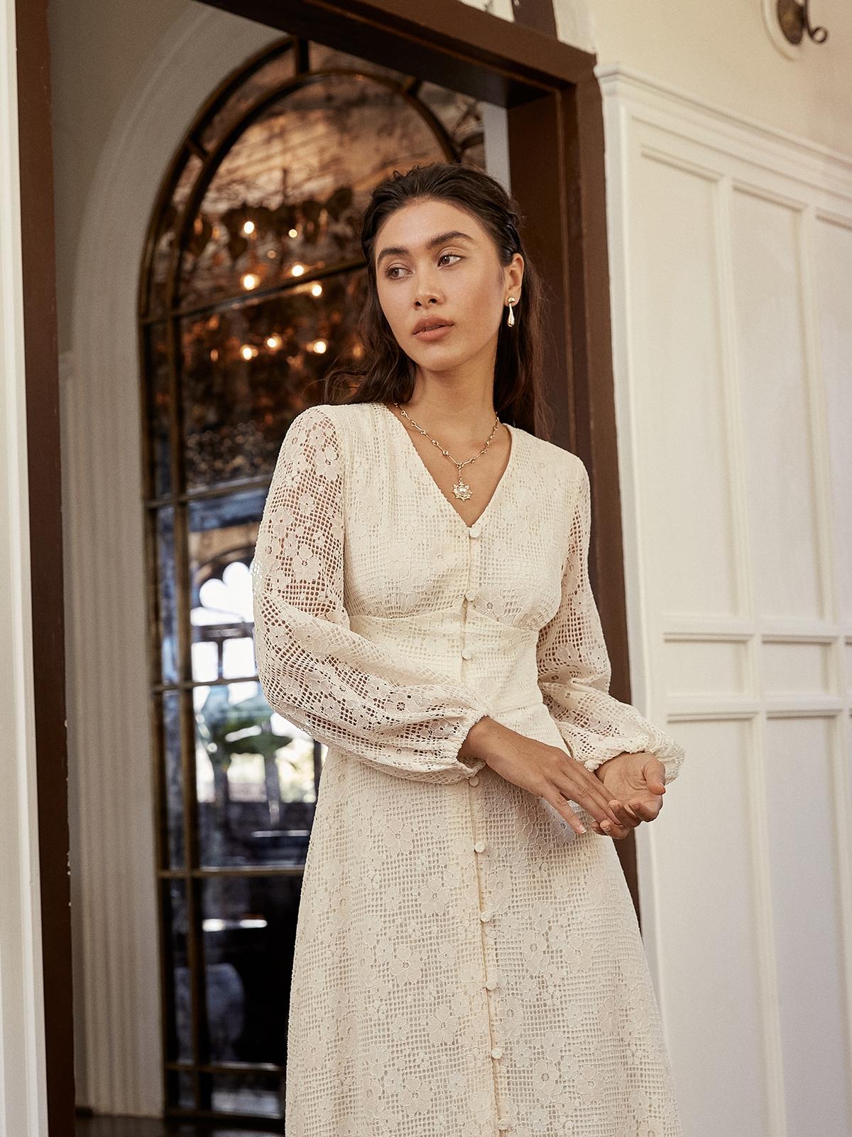 Maxi Floral Buttoned Up Dress - Cream