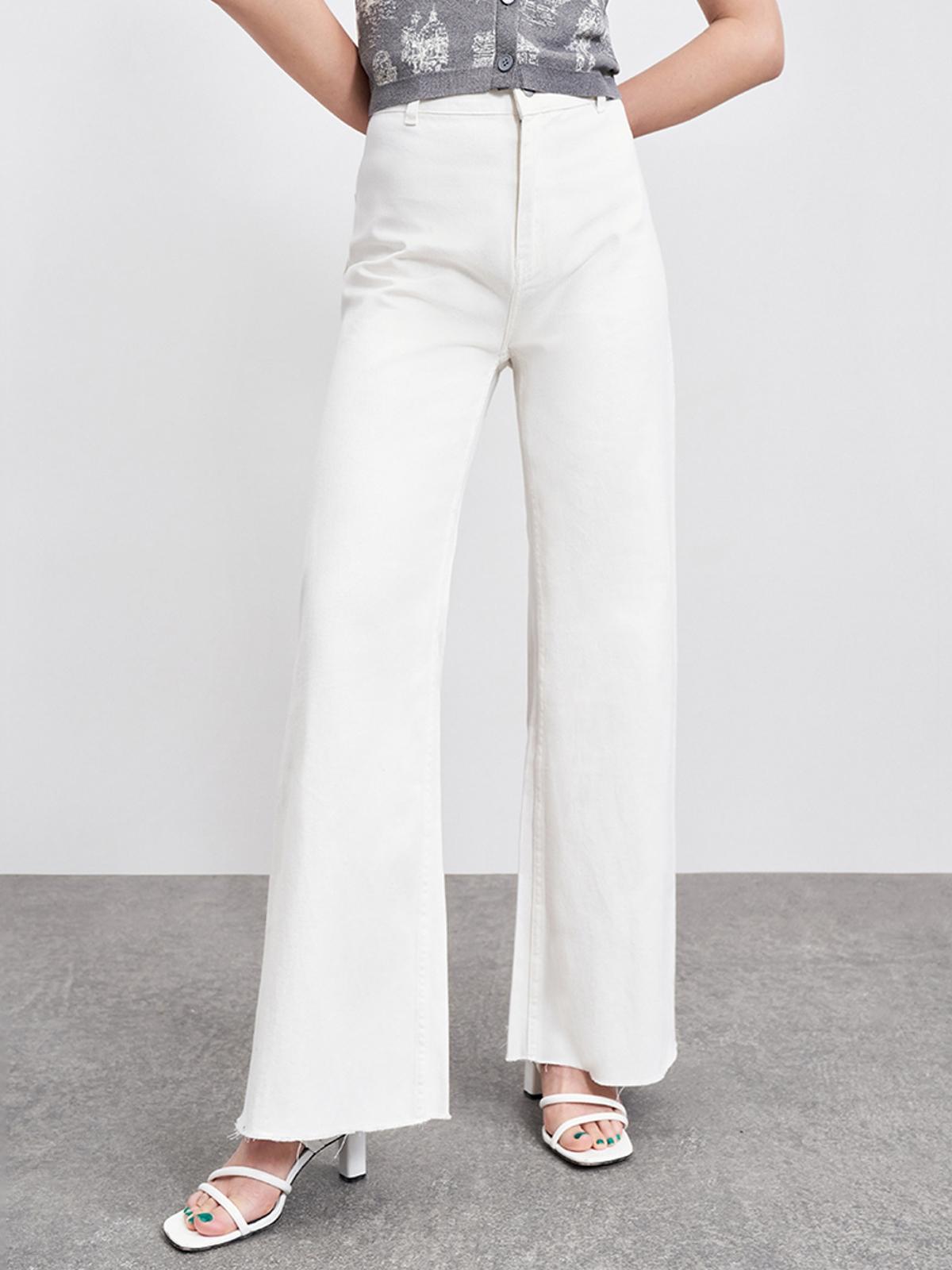 Wide Leg Jeans - Ivory