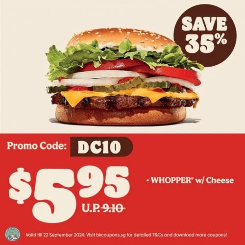 Bite into our iconic Burger King WHOPPER® with Cheese for just $5.95