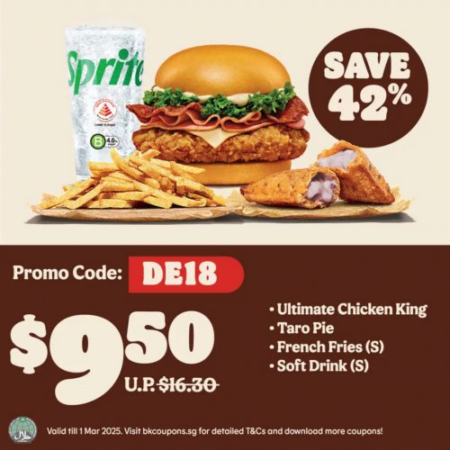 Get fiery flavours with 42% off the Ultimate Chicken King meal!